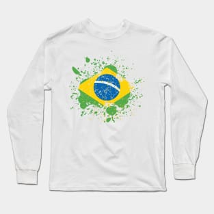 Grunge Brazilian Flag Long Sleeve T-Shirt